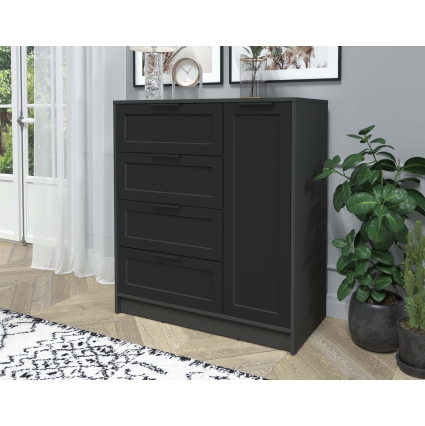 Тумба Тренд КТ-Т90 (Антрацит ЛДСП/ Черный ЛМДФ) Ш900 В1020 Г451 Тумба Тренд КТ-Т90 (Антрацит ЛДСП/ Черный ЛМДФ) Ш900 В1020 Г451